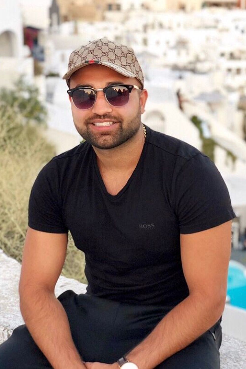 sam's post featuring Hugo Boss, Gucci. Feeling boss, vneck, style