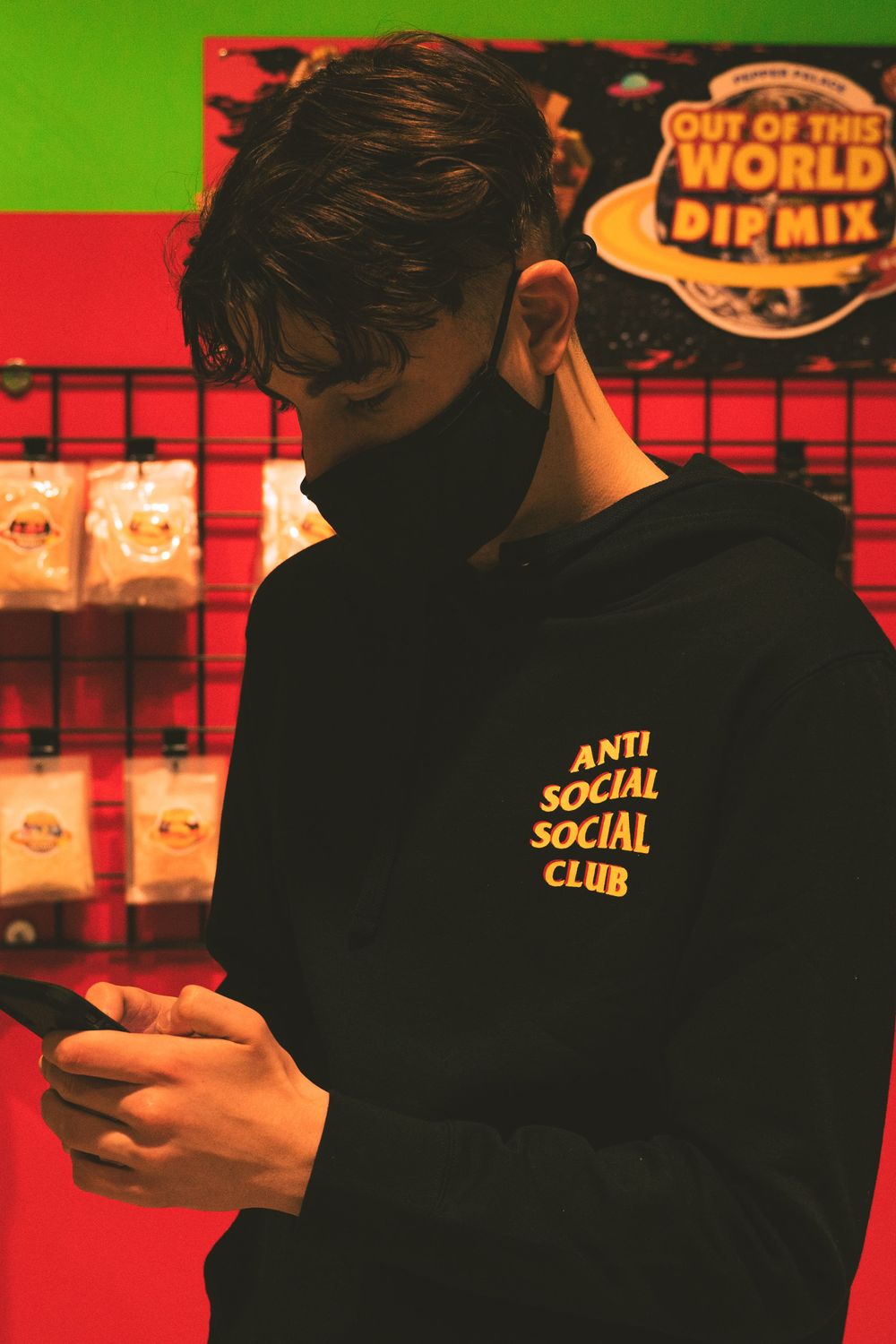 Anti social social club hoodie online yellow