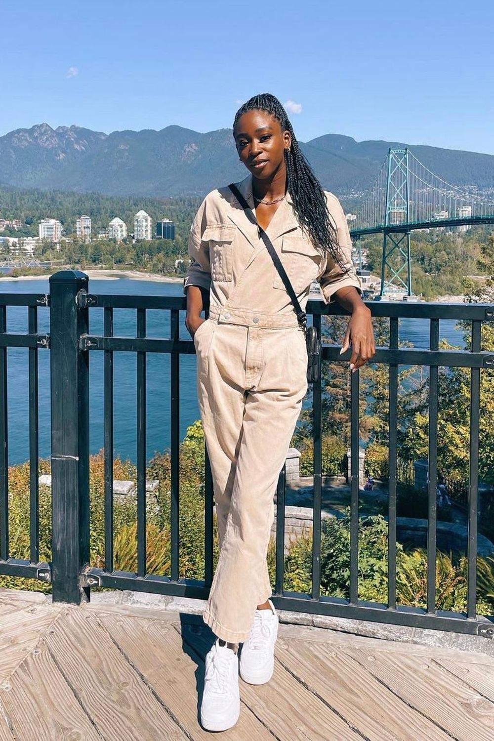 Tayetta's post featuring Dynamite, Nike. Feeling af1, jumpsuit, fallfashion, af1outfit
