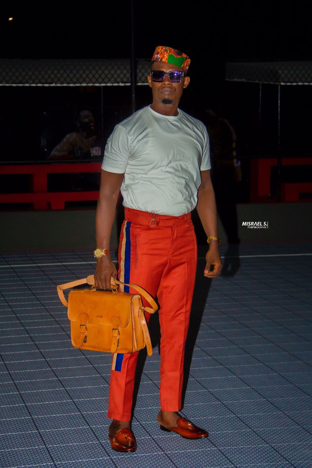 Kingsimonexclusives's post featuring Gucci, H&M. Feeling pant, tshirt, businesscasual, trendy, chic, halfshoe, guccipant, classicbag, africanhat