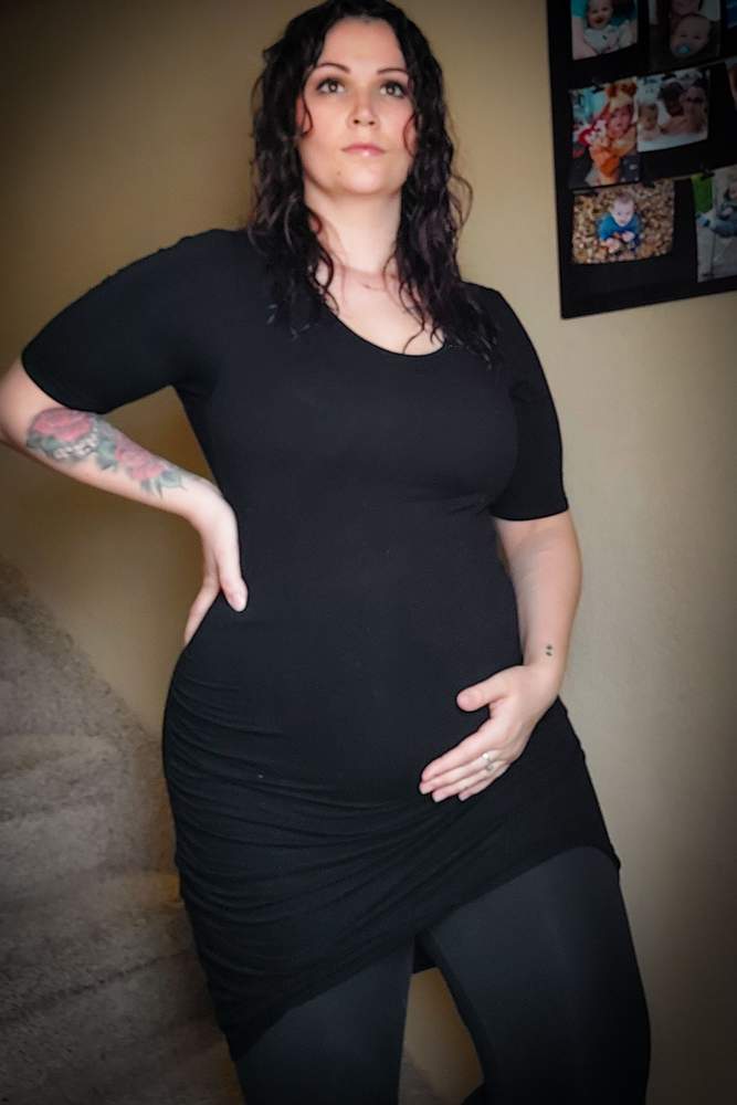 Kianaxo's fit featuring Paisley Sky, Eclipse | dress, black, bodycon, maternity, pregnancy