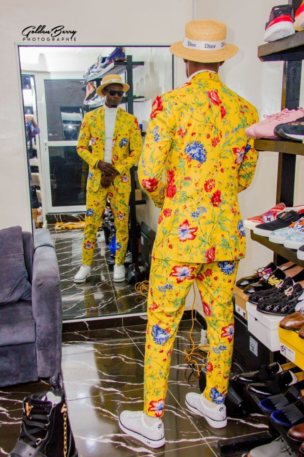 Kingsimonexclusives's post featuring Dior, Dolce & Gabanna, Nike. Feeling suit, pant, glasses, hat, watch, socks, sneakers, longsleeveshirt, florallurexjacquardbeatfitjacket, diorsunhat, nikeairforce
