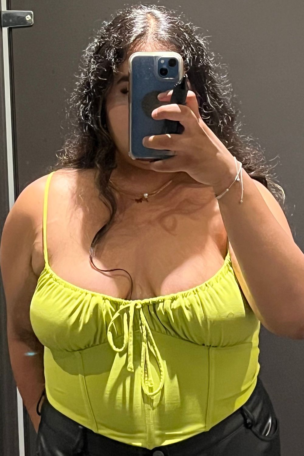 Paigeevans's post featuring Aritzia, Garage. Feeling leather, green, nightout, trendy, corset