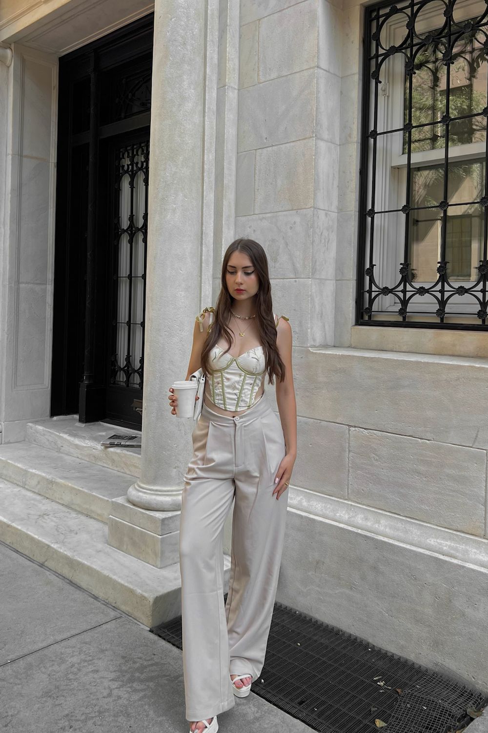 Post featuring Contrast Waist Leisure Wide Leg Pants