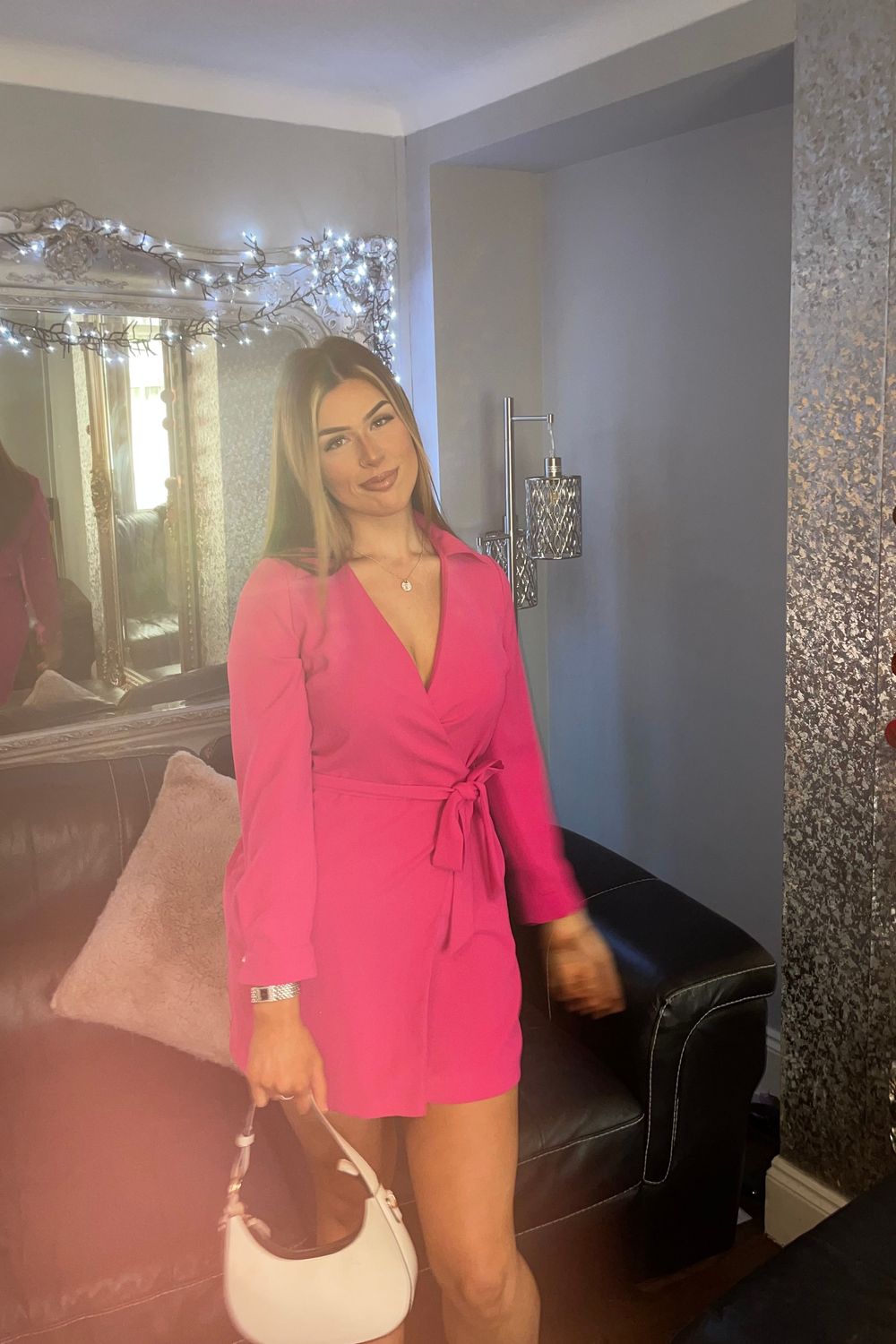 Post featuring Forever New Pink Kate Wrap Blazer Dress