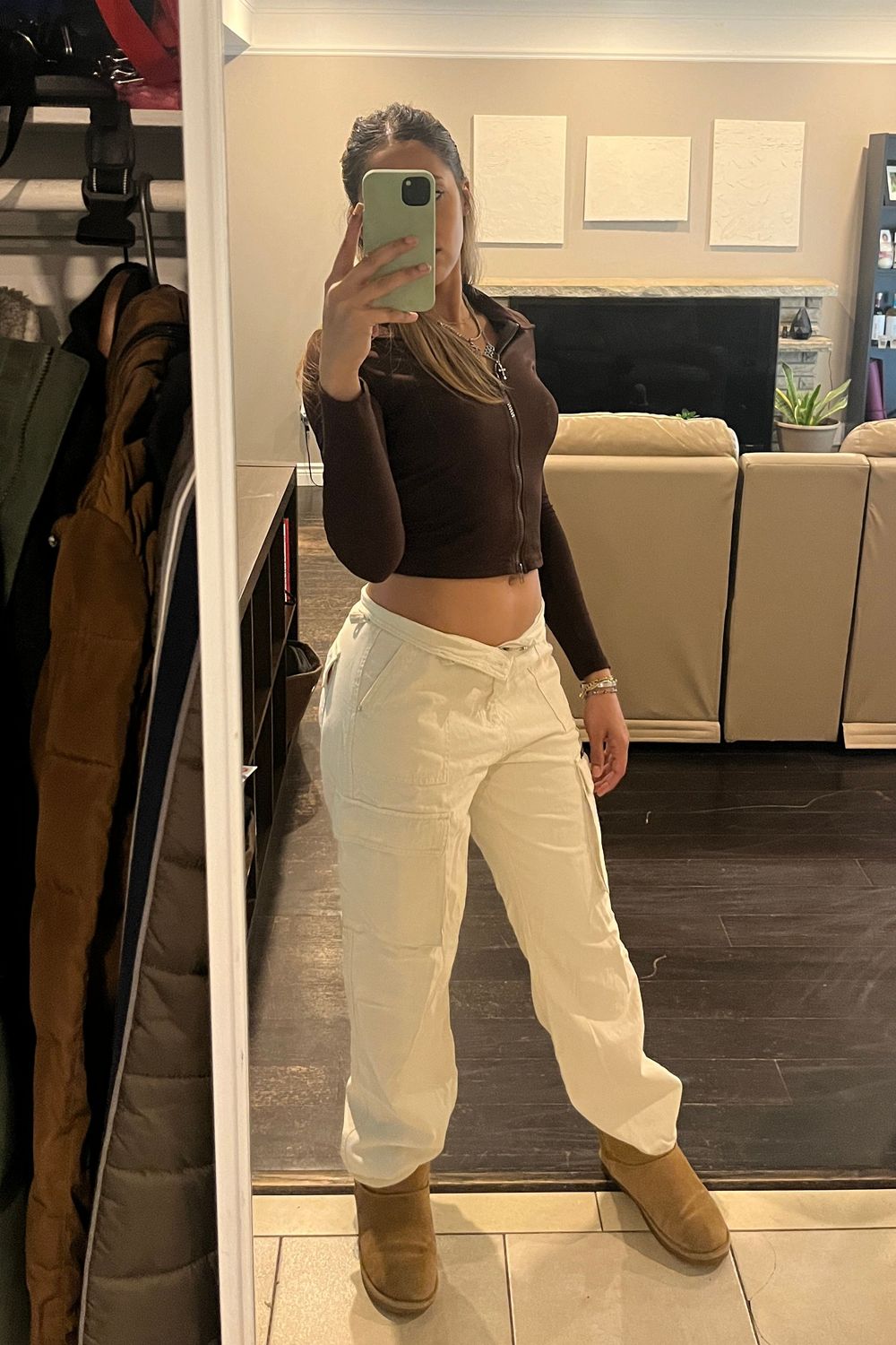 Post featuring Low Rise Straight Gia Beige Cargo Pants - BL15915
