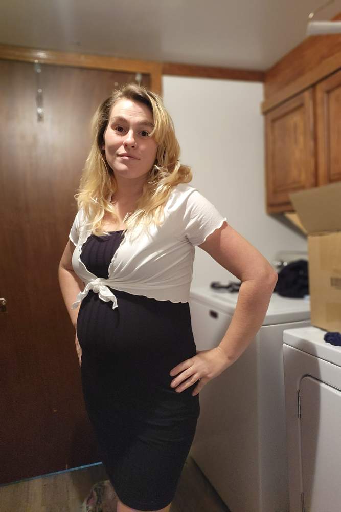 Shannonk's review for SHEIN EZwear Lettuce Trim Knot Front Tee & Cami Dress