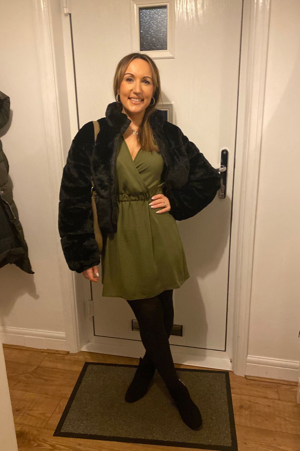 Post featuring Black Wrap Collar Mini Dress