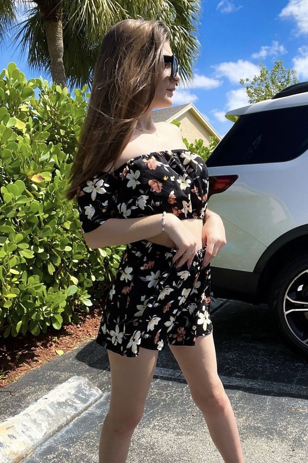 Post featuring Floral Off-the-Shoulder Crop Top & Shorts Set