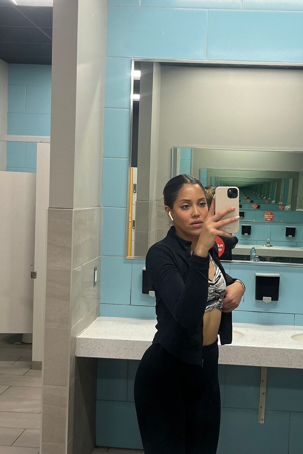 Destinymxo's post featuring Alphalete, Regina jewelry, Adidas, Amazon Basics. Feeling athleisure, monochrome, athletic, allblack, gymwear