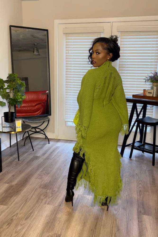 Venae Sweater Maxi Dress - Chartreuse, Fashion Nova, Dresses