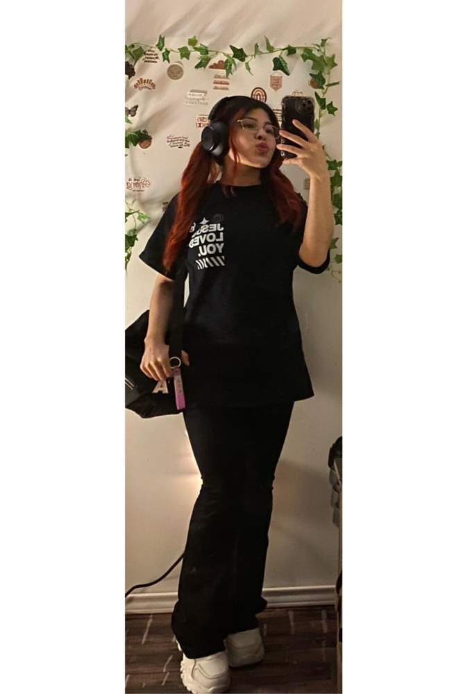 anje7's fit featuring Jesus Loves You, SHEIN