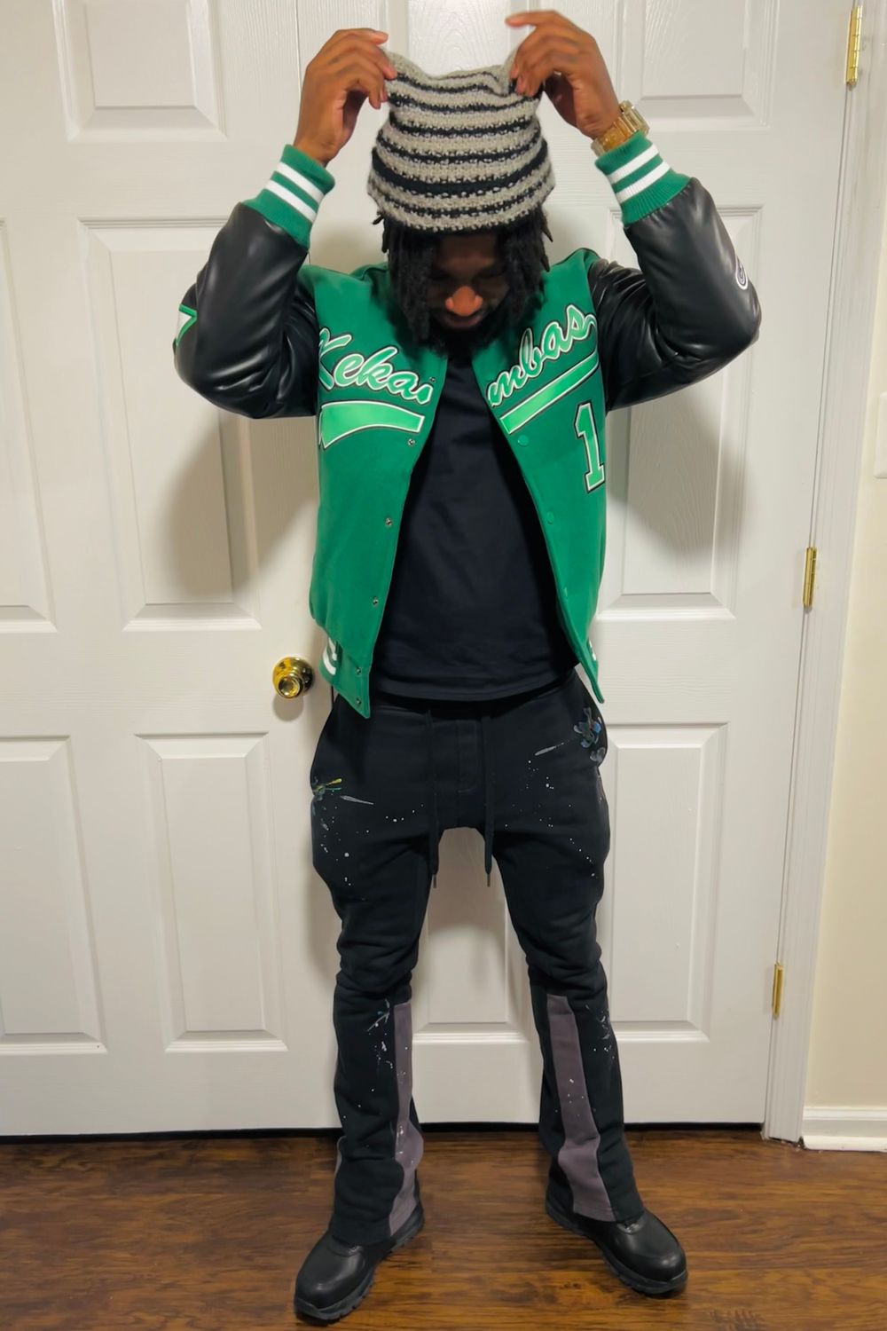 Post featuring Contrast Bootcut Sweatpants - Black