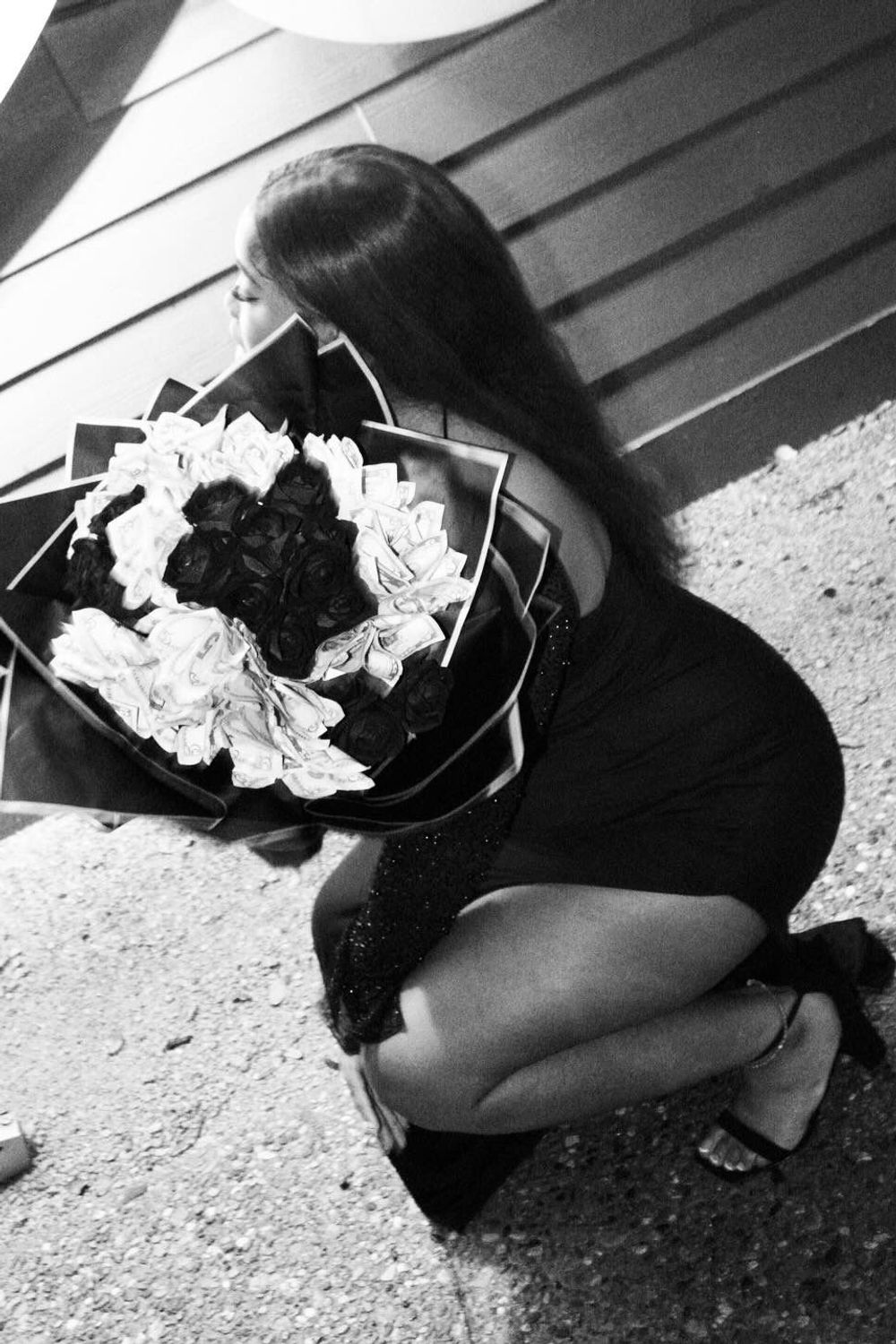 Post featuring Embellished Side Split Maxi Dress in Black