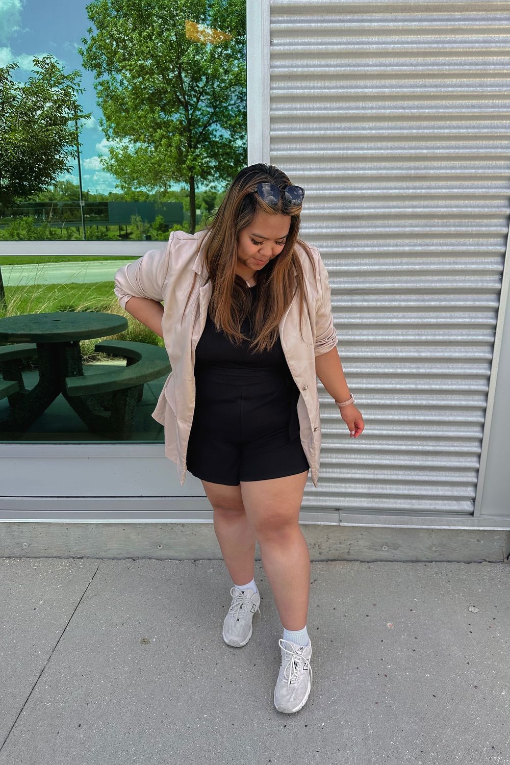 sydneycatherine's post featuring SHEIN, Reitmans, New Balance, HUE, Ray-Ban. Feeling relaxed, businesscasual, casual, chic, ootd, preppy