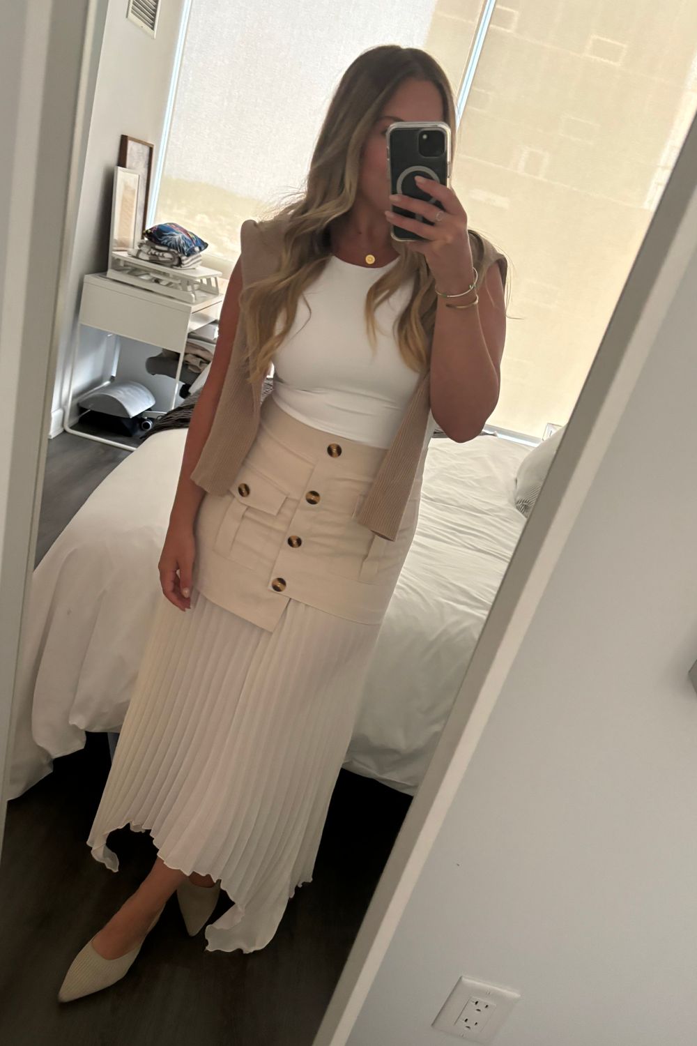 Post featuring Patchwork Asymmetrical Pleated Buttoned Midi Skirt