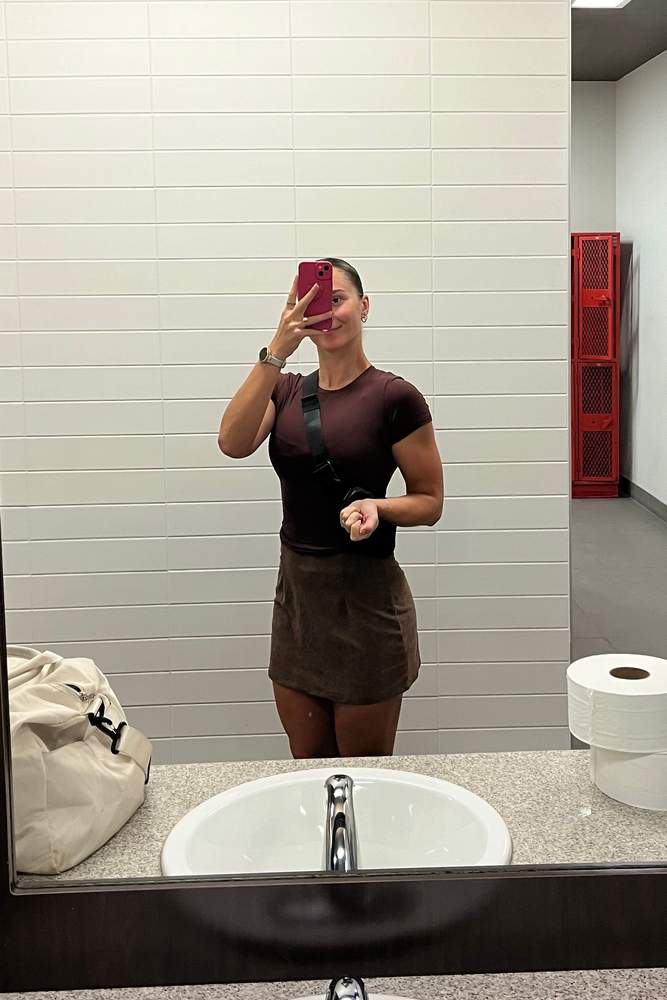 janellefaithill's review for High Waisted Invisible Zipper 2-in-1 A Line Mini Corduroy Casual Skirt