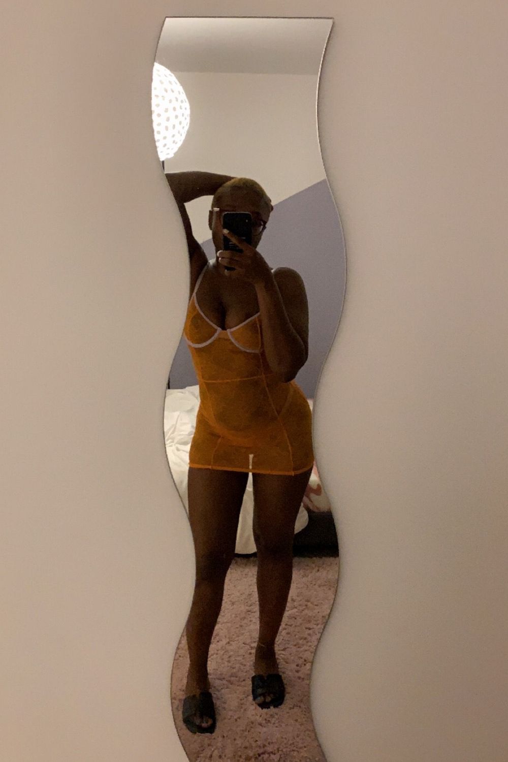 Post featuring Orange Contrast Binding Lace Underwired Slip Dress