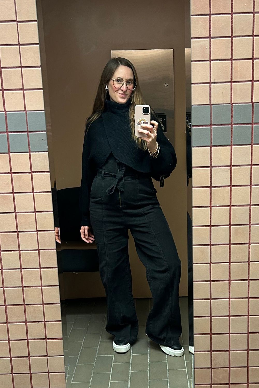 Post featuring Breezy Mornings Black Turtleneck Cross Front Cropped Sweater