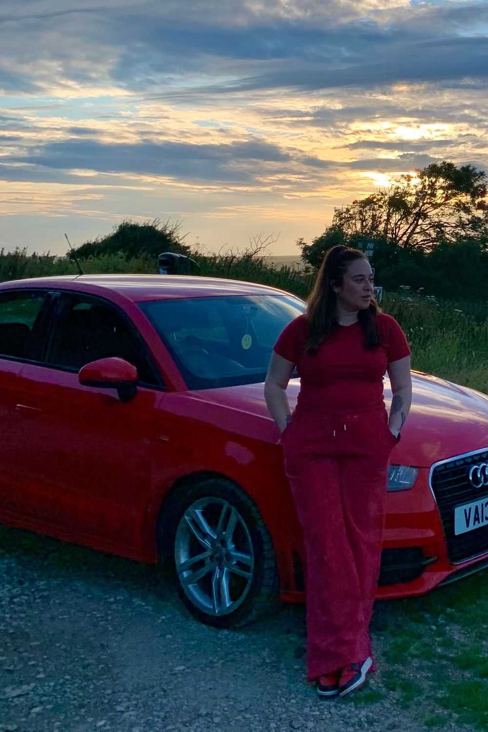 Post featuring Red Washed Oversized Low Rise Wide Leg Joggers