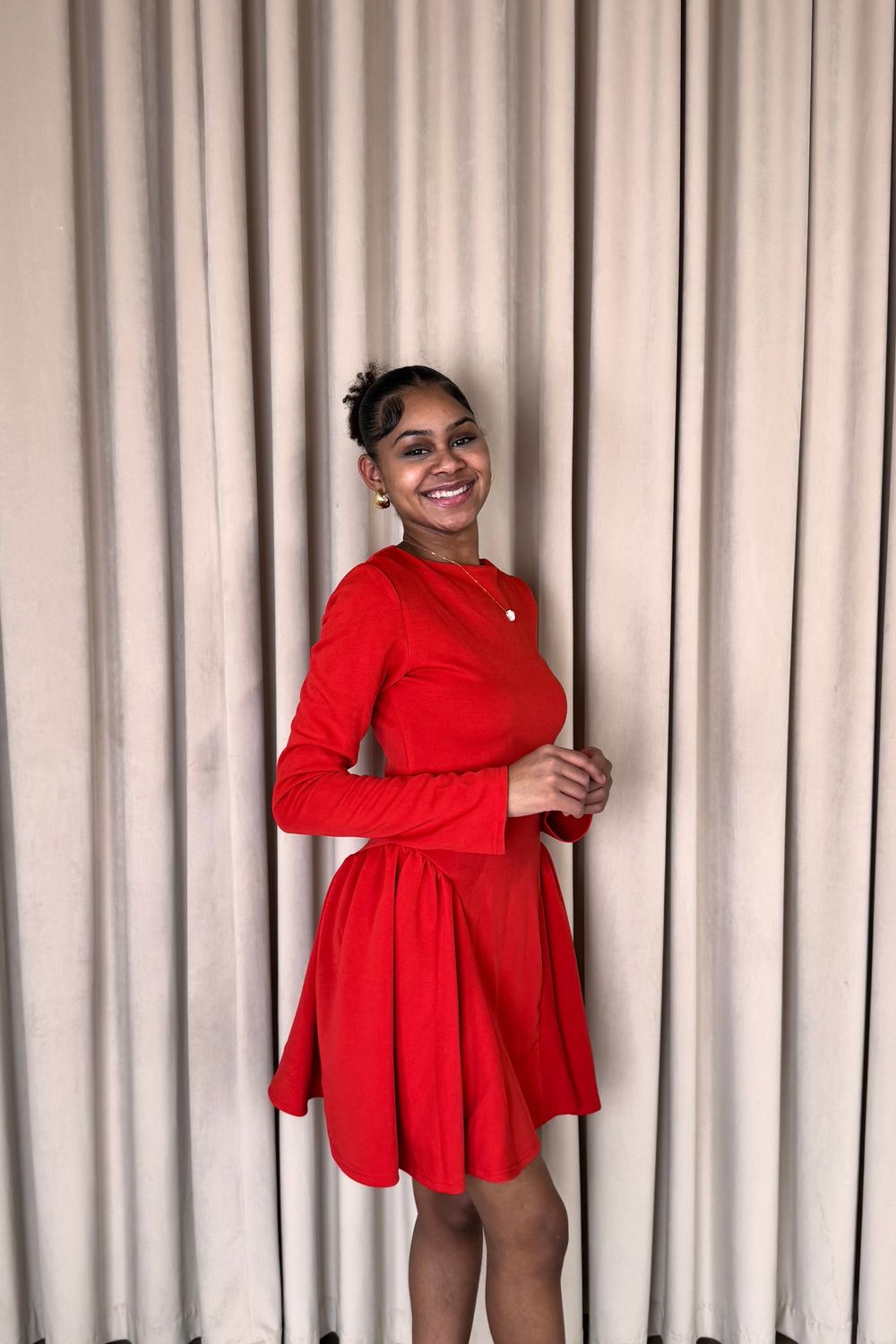 Post featuring Puff Hem Zipper Long Sleeve Mini Dress