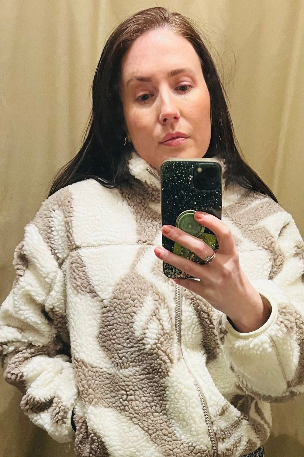 Post featuring Brown Abstract Print Borg Jacket