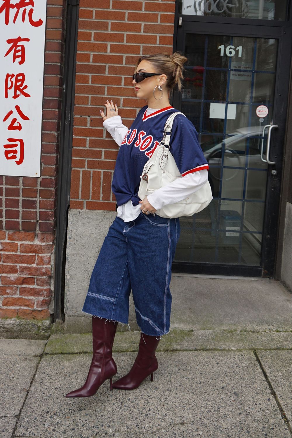 Post featuring Super Wide Contrast Stitch Low Rise Jeans