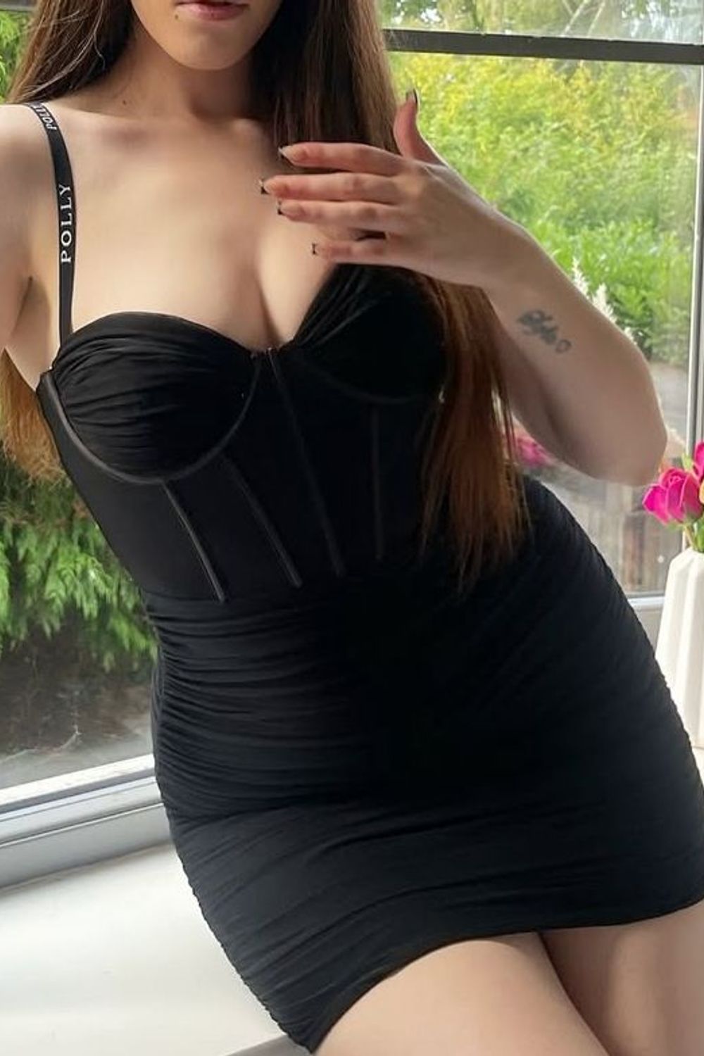 Post featuring Mesh Bodycon Corset Mini Dress in Black