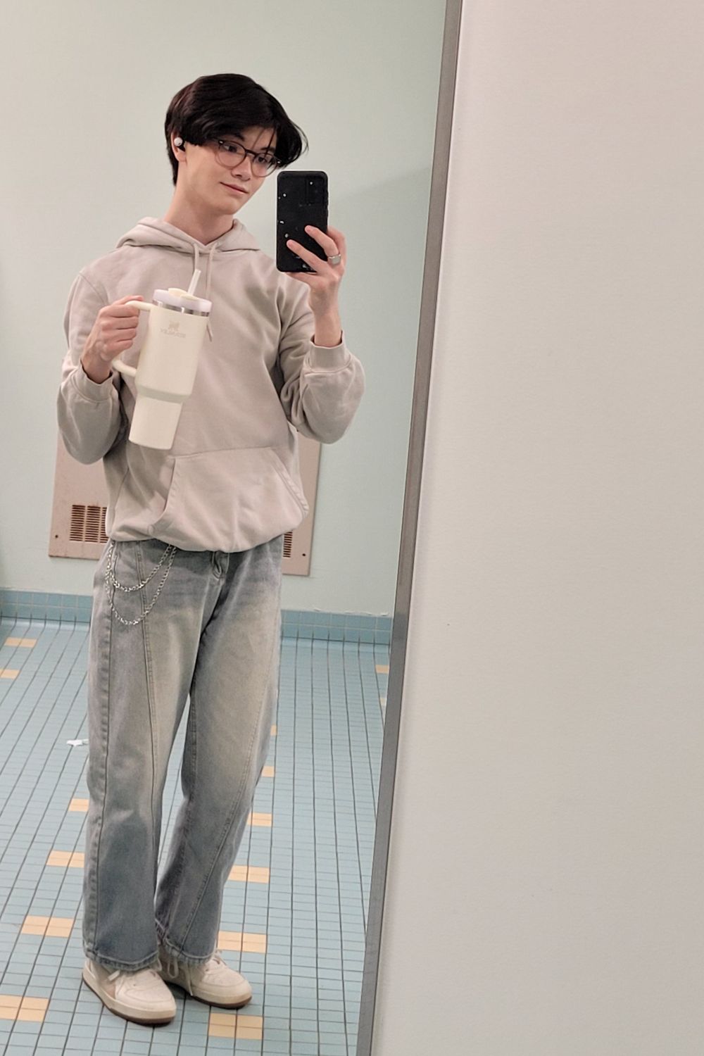 Post featuring Midnight back banding string strap high waist Split line vintage Faded long wide denim pants banded pants jeans all-season jeans