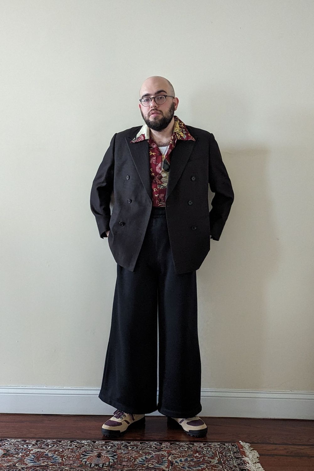 Post featuring Ukiyo-e Tiger & Crane Pattern Aloha Shirt - Wine Red