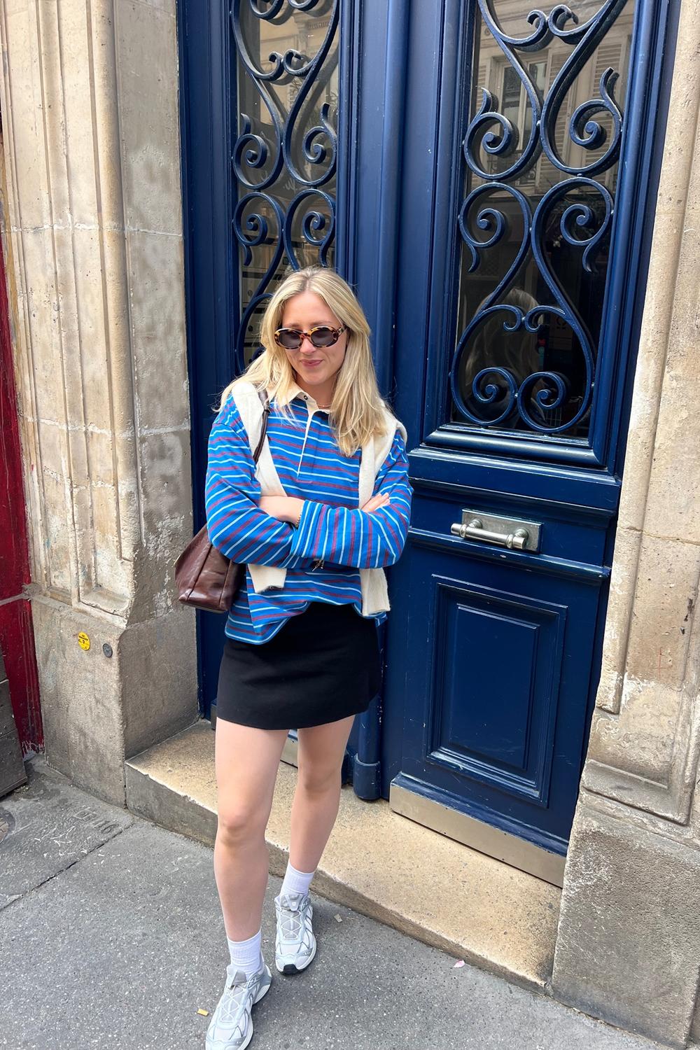 Post featuring Topshop stripe long sleeve polo in blue