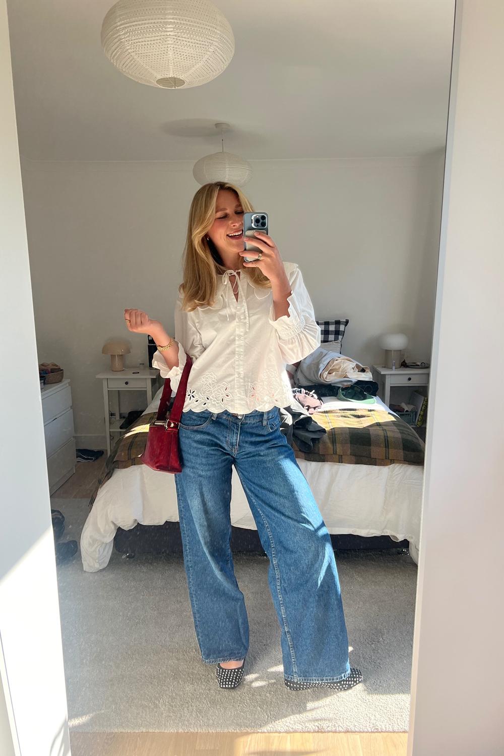 Post featuring Low Rise Parallel Jeans in Mid Blue Used
