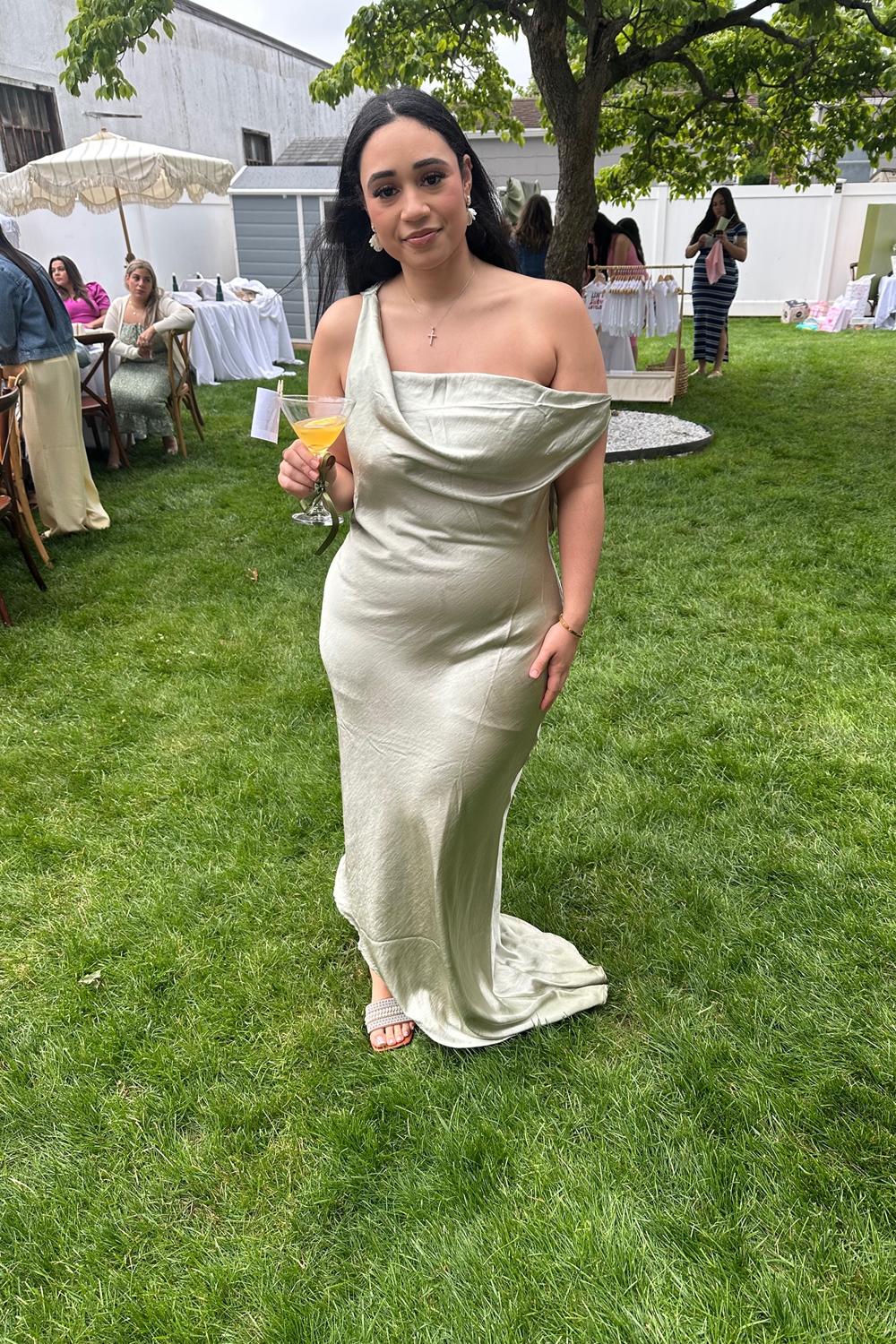 Post featuring Yvette Slip Maxi Dress With Asymmetrical Hem - Sage