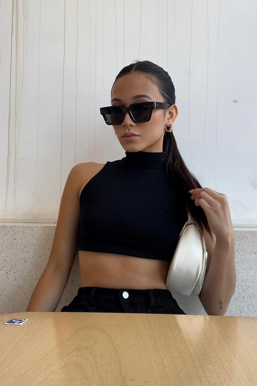 Post featuring Smooth Mock Neck Crop Top