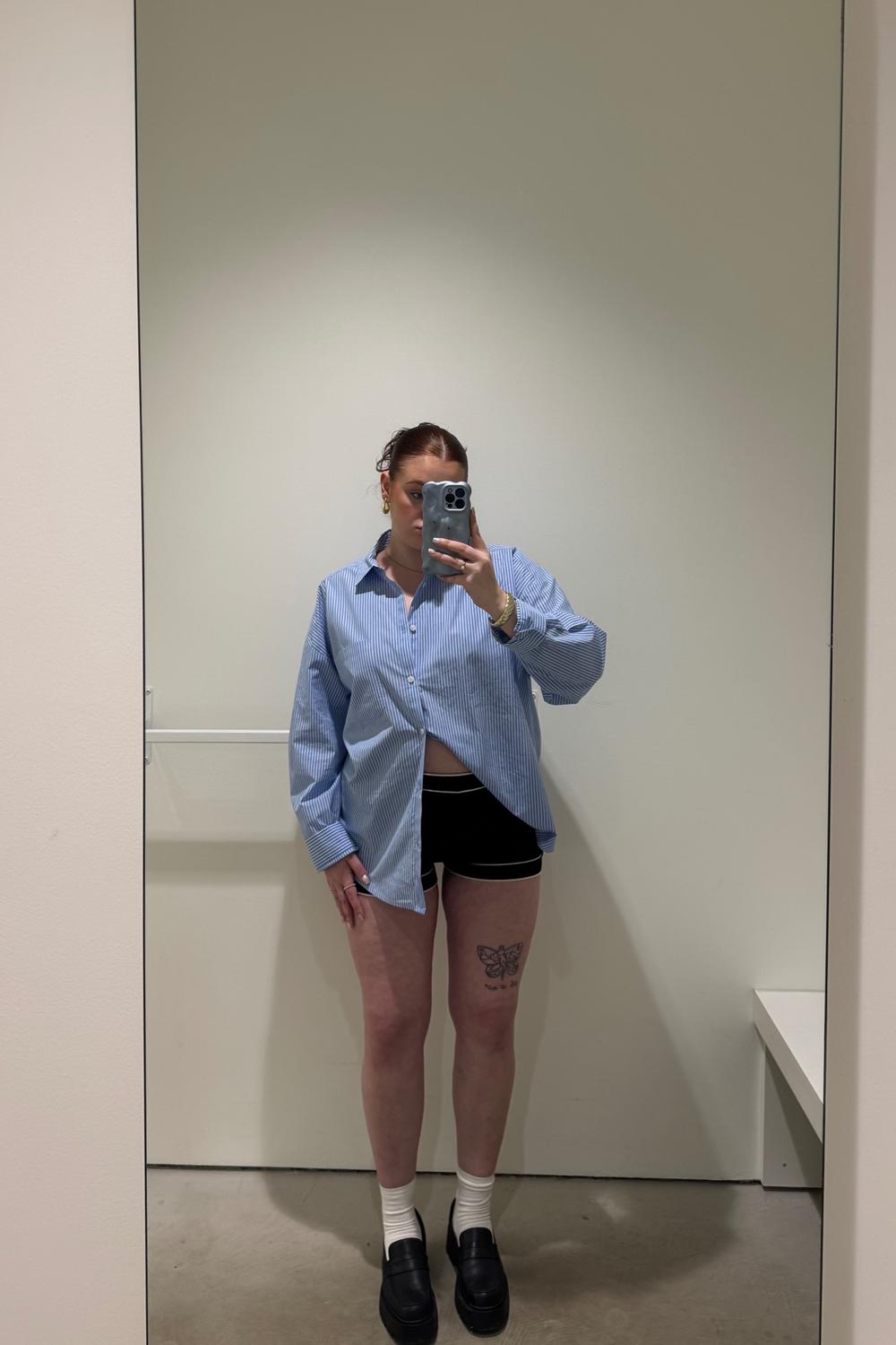 Post featuring STRIPED COTTON POPLIN BUTTON FRONT SHIRT