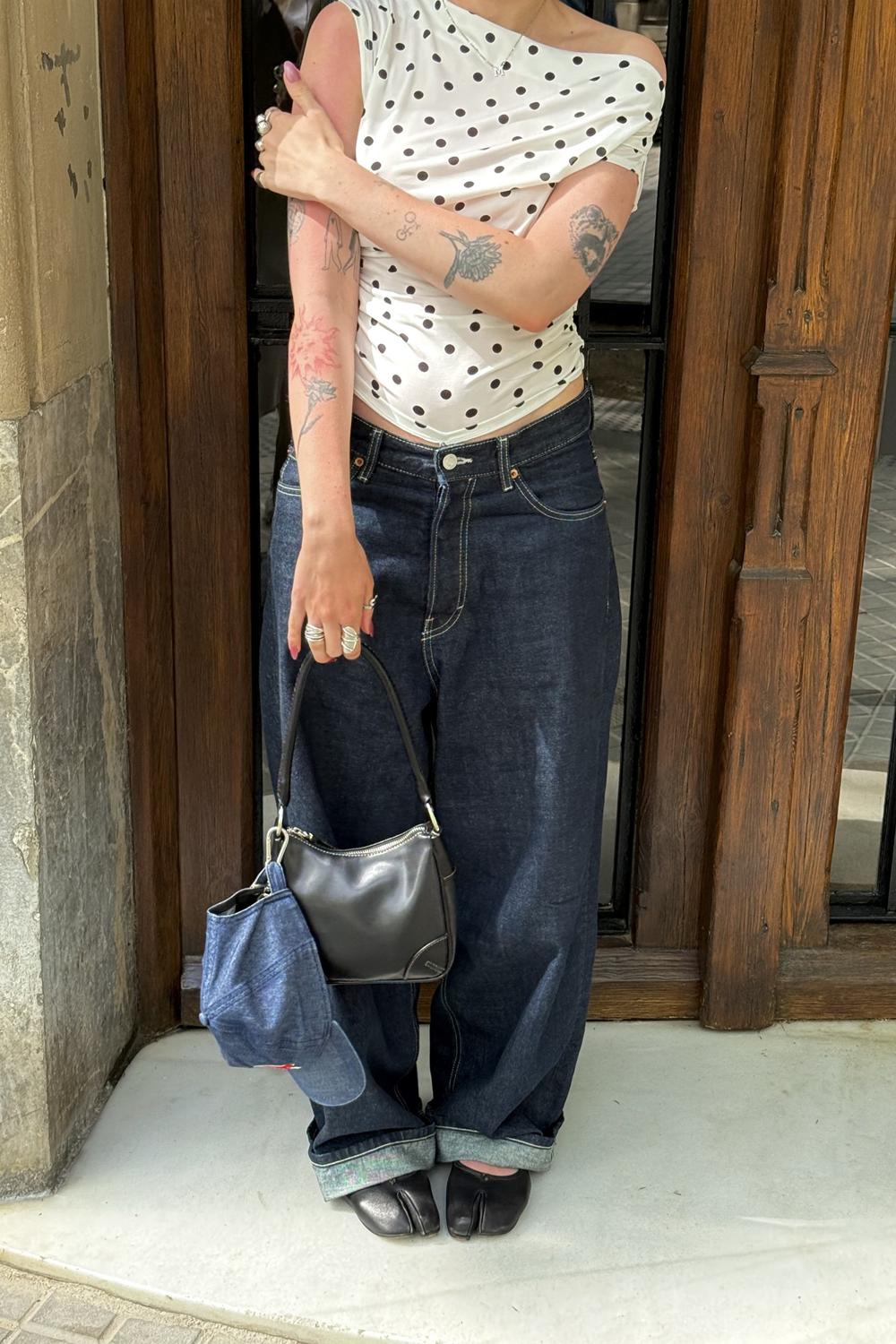 Post featuring WoodChuckSato Black Tabi Split-Toe Leather Ballet Flats