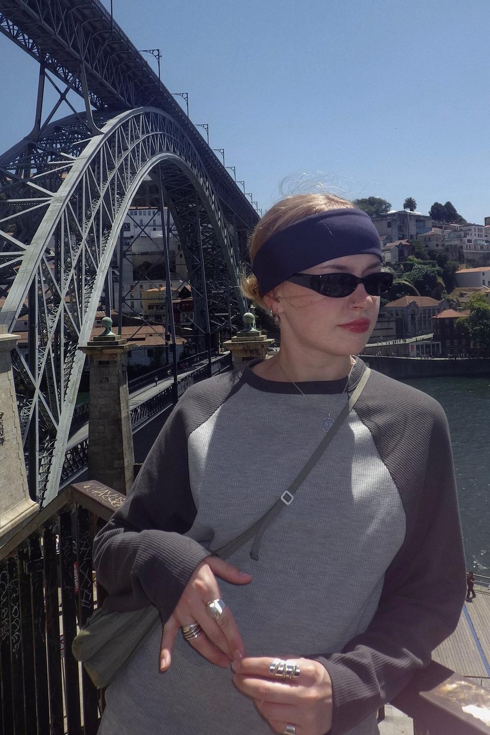 Post featuring Reclaimed Vintage slim rectangle wrap sunglasses in black-Brown