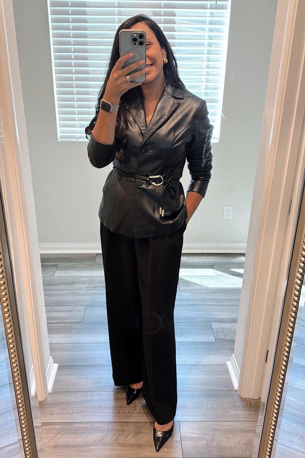 Post featuring Tie-up Loop Black Wrap Rope belt in soft leather