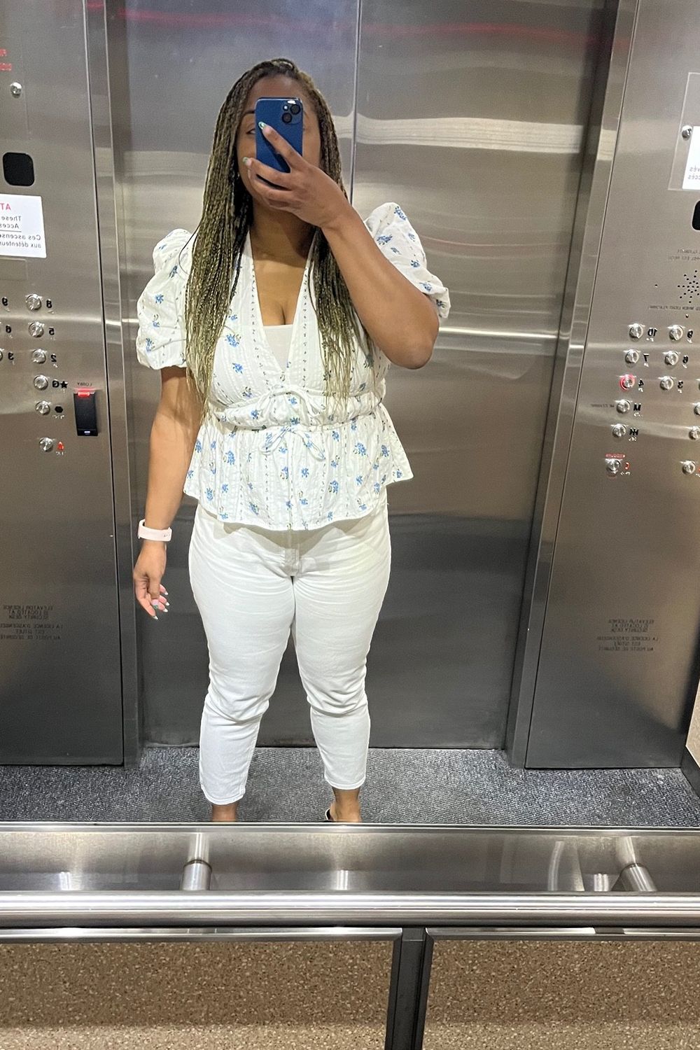 Post featuring White Floral Printed Tie Detail Blouse