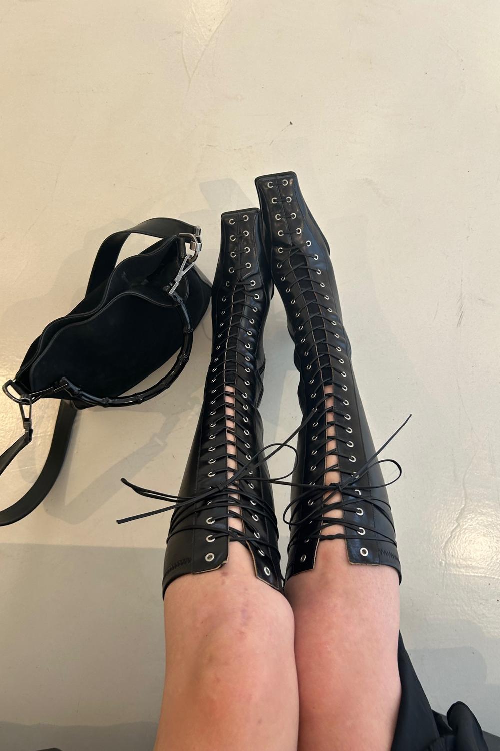 Post featuring Shana Black Strech Lace Tall Boots