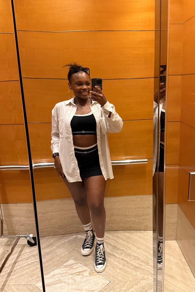 OnTheDailyWithBaylie's fit featuring Alo Yoga, Converse | [object Object], [object Object], [object Object]