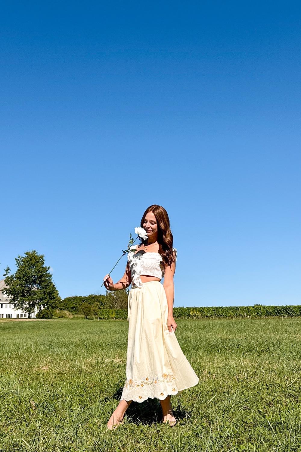 Post featuring Ashley Floral Embroidery 100% Cotton Skirt