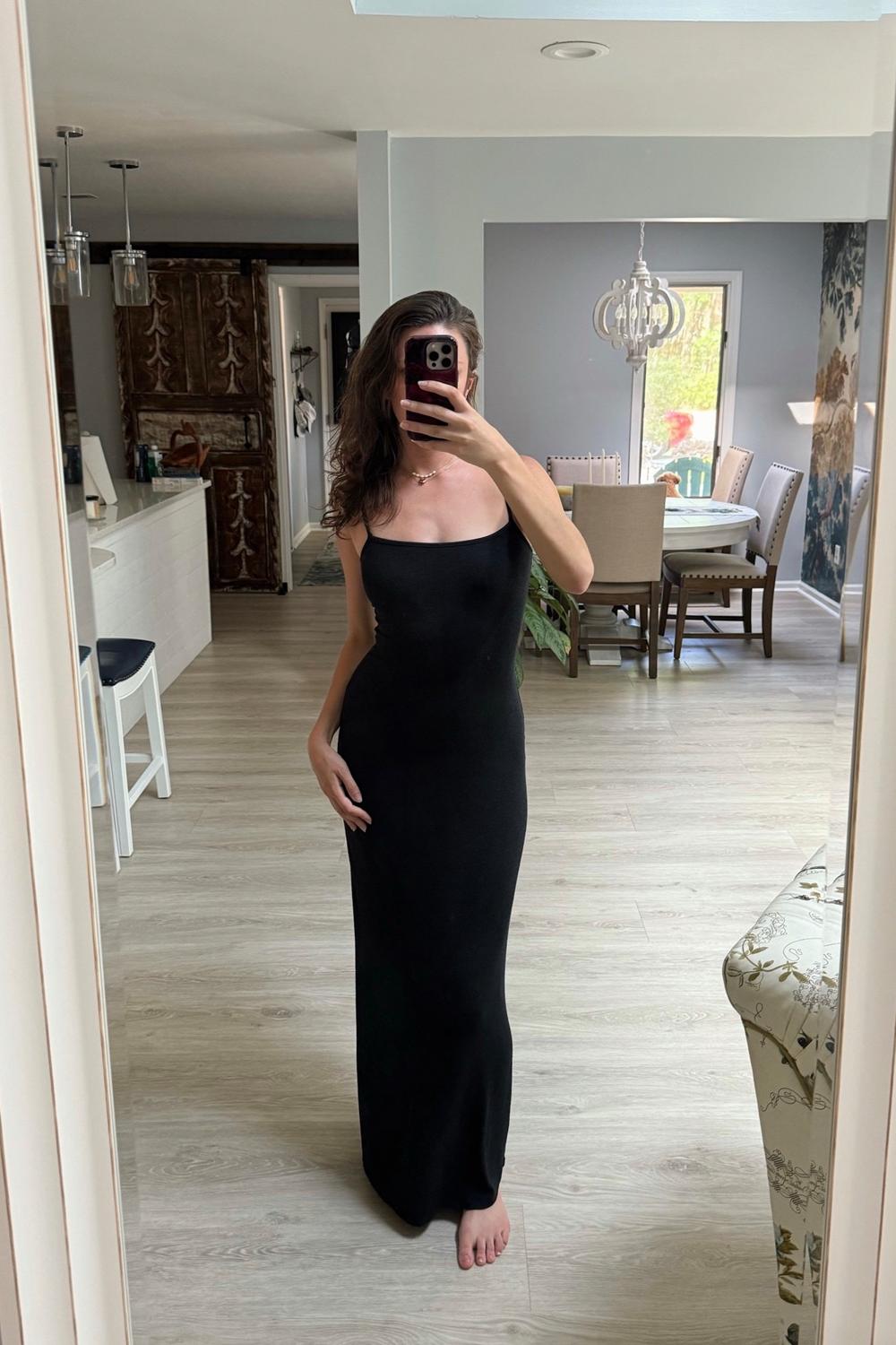 Post featuring SKIMS Long Cami Dress | Black | 4XL | Cotton Rib