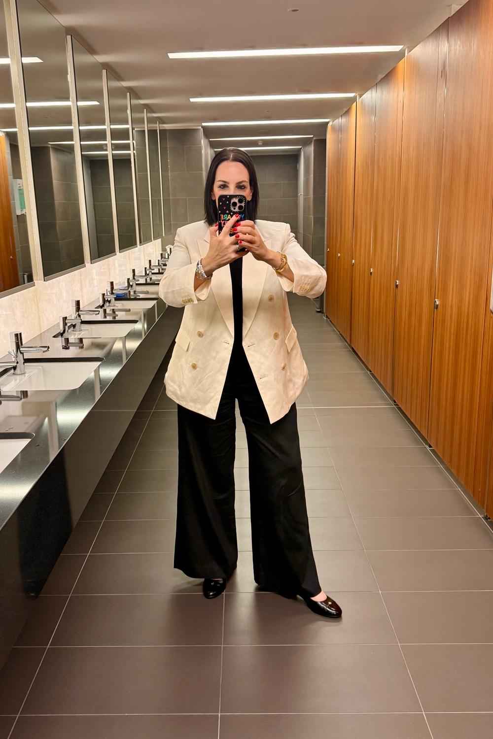 Post featuring AE77 Premium Linen-Silk Blend Double-Breasted Blazer NULL White S