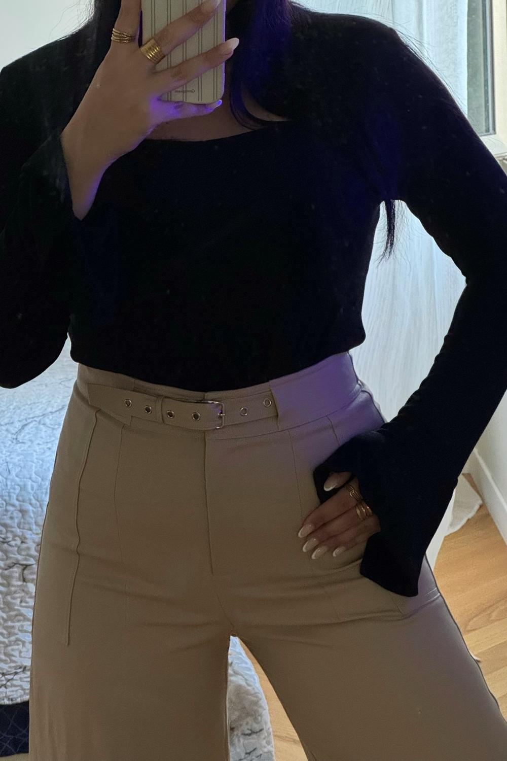 Post featuring Beige Natural Waisted Straight Pants