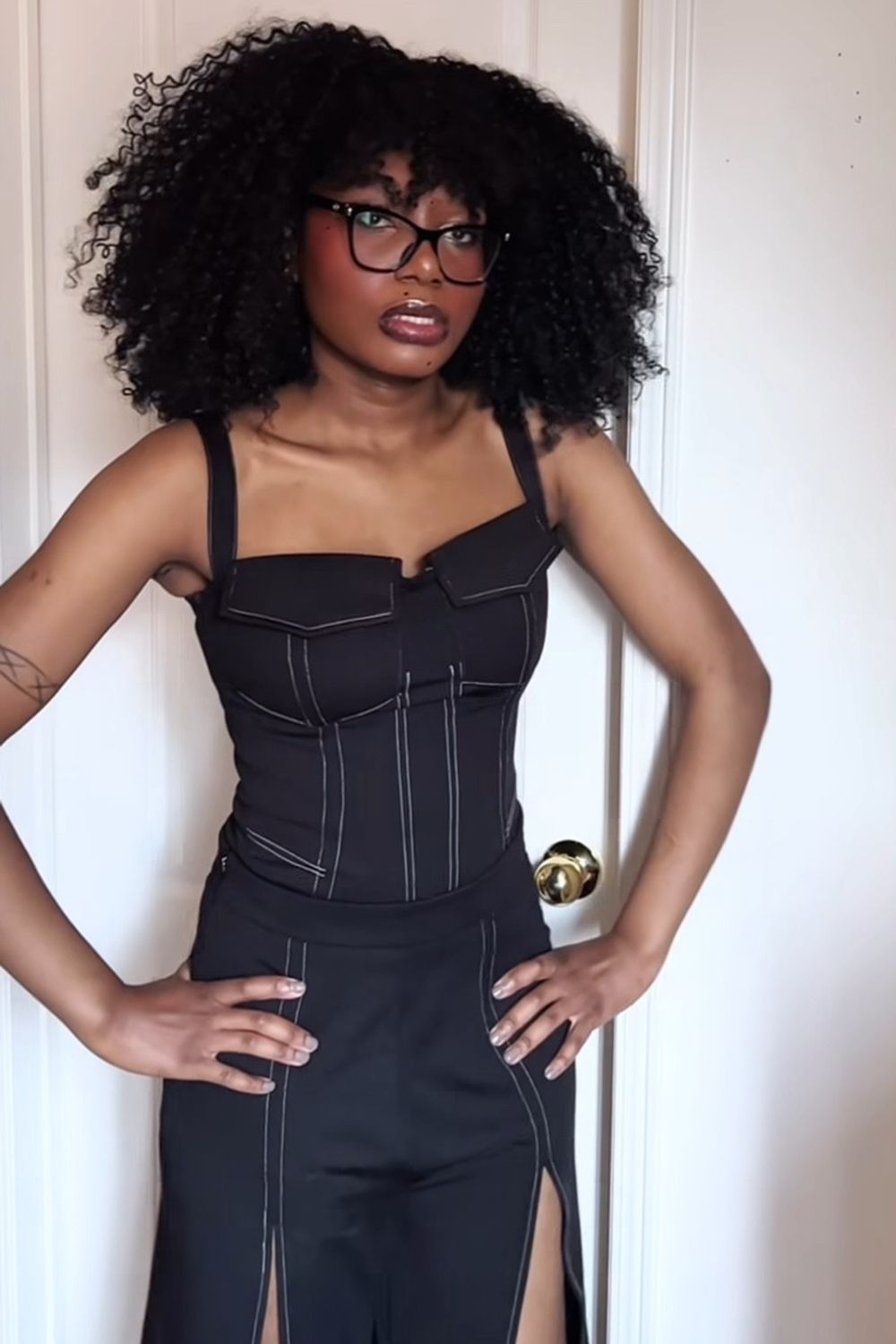 Post featuring Stitching Bodysuit And Wide Leg Trousers Set