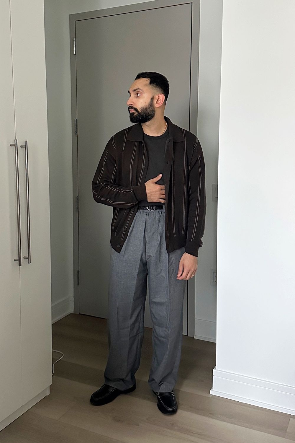 Post featuring Formal Cardigan - Biscuit Stripe