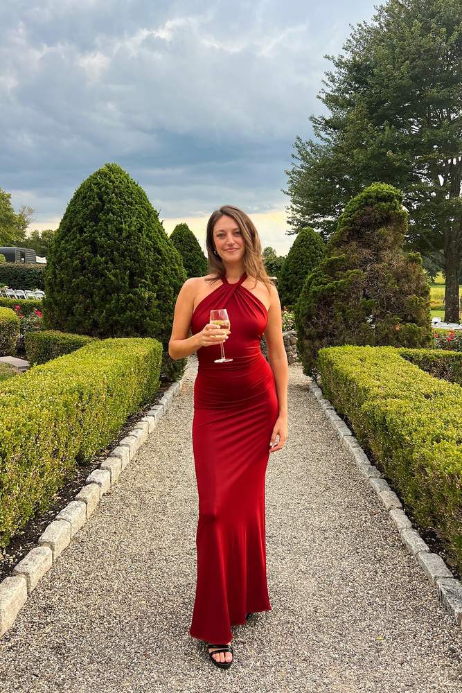 Chelseafrost's review for Elyna Slinky Halter Maxi Dress - Deep Red