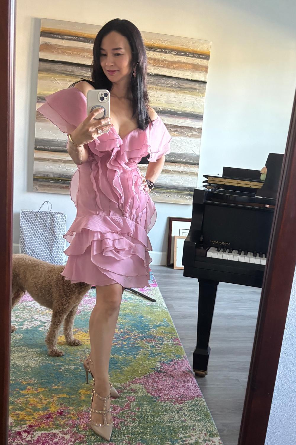 Post featuring Dabney V Neck Ruffle Mini Dress In Pink