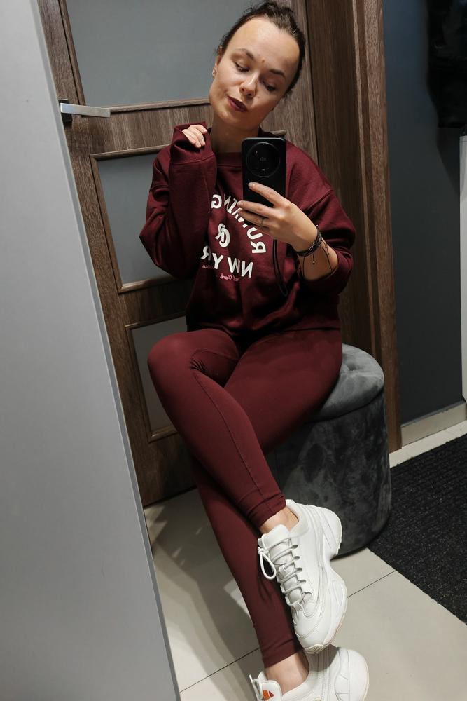 Potyczka's fit featuring H&M, Ellesse | autumn, burgundy, fall, hm, relaxed, streetwear, tracksuit